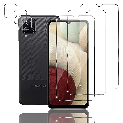 Mzhki [3+3 Stück Schutzfolie für Samsung Galaxy A12, 3 Stück Panzerfolie mit 3 Stück Kameraschutz, 9H-Härte, Anti-Kratzer, Ultra-klar Panzer Schutz Glas für Samsung Galaxy A12 von Mzhki