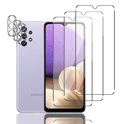 Mzhki [3+3 Stück Schutzfolie für Samsung Galaxy A32 5G, 3 Stück Panzerfolie mit 3 Stück Kameraschutz, 9H-Härte, Anti-Kratzer, Ultra-klar Panzer Schutz Glas für Samsung Galaxy A32 5G von Mzhki