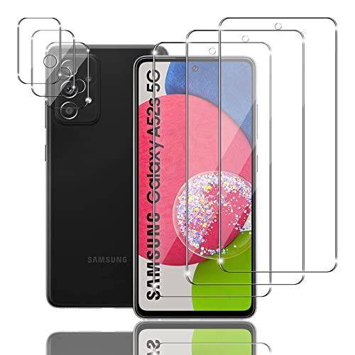 Mzhki [3+3 Stück Schutzfolie für Samsung Galaxy A52s 5G, 3 Stück Panzerfolie mit 3 Stück Kameraschutz, 9H-Härte, Anti-Kratzer, Ultra-klar Panzer Schutz Glas für Samsung Galaxy A52s 5G von Mzhki