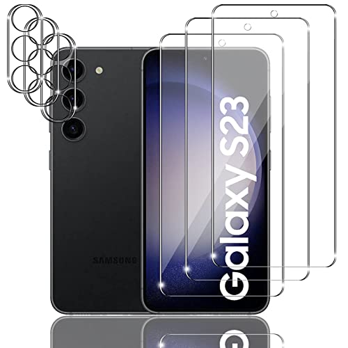 Mzhki 3+3 Stück Schutzfolie für Samsung Galaxy S23 5G, 3 Stück Panzerfolie mit 3 Stück Kameraschutz, 9H-Härte, Anti-Kratzer, Ultra-klar Panzer Schutz Glas für Samsung Galaxy S23 5G von Mzhki