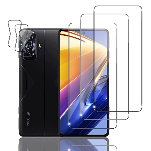 Mzhki [3+3 Stück Schutzfolie für Xiaomi Poco F4 GT, 3 Stück Panzerfolie mit 3 Stück Kameraschutz, 9H-Härte, Anti-Kratzer, Ultra-klar Panzer Schutz Glas für Xiaomi Poco F4 GT von Mzhki