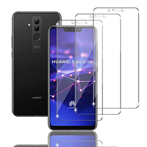 Mzhki 3 Stück Schutzfolie für Huawei Mate 20 Lite, für panzerglas HD Glas Displayschutz, 9H-Härte, Anti-Kratzer, Ultra-klar Panzer Schutz Glas für Huawei Mate 20 Lite von Mzhki