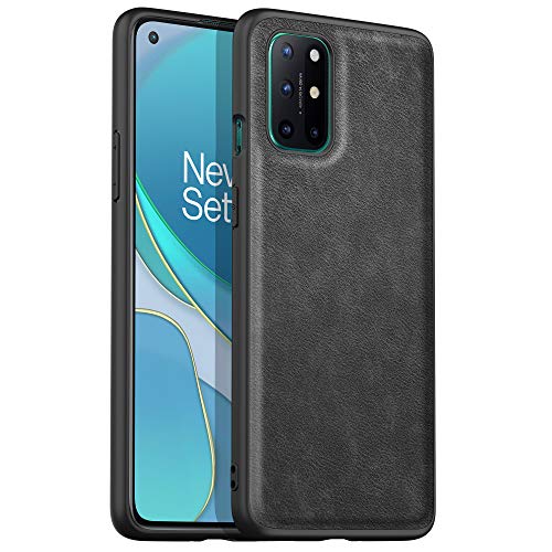 N+A Amosry kompatibel mit OnePlus 8T Hülle, Premium PU Leder Komplettschutzhülle, Retro Leder Textur, für OnePlus 8T (Klassisches Schwarz) von N+A