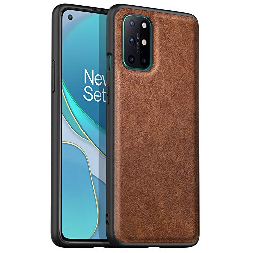 N+A Amosry kompatibel mit OnePlus 8T Hülle, Premium PU Leder Komplettschutzhülle, Retro Leder Textur, für OnePlus 8T (Retro Brown) von N+A