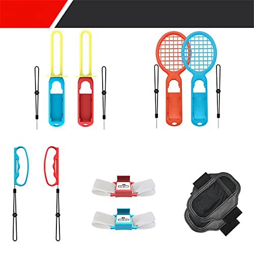 10-in-1-Sportzubehör, kompatibel mit NS Switch, Gaming-Sets mit Armbändern, Bündel, Riemen, Lichtschwert, Schläger, Controller, Konsolengriff, Spiele-Kits, Sport, Familie, Party-Pack 10-in-1-Sportzubehör, kompatibel mit NS Switch, Gaming-Sets mit Armbändern, Bündel, Riemen, Lichtschwert, Schläger, Controller, Konsolengriff, Spiele-Kits, Sport, Familie, Party-Pack von N+B