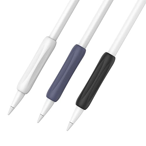3PCS/Set Pencil Grip kompatibel für Apple Pencil 1st/2nd Generation Stylus Pen, ergonomischer Griffhalter Silikon-Stifthülle Griffe Schutzhülle (weiß blau schwarz) von N+B