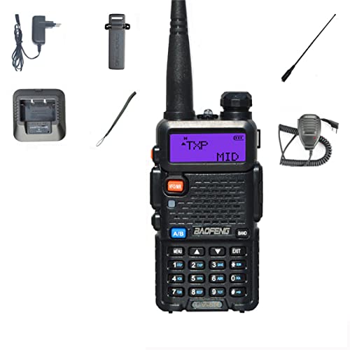 Für Baofeng UV 5R 10KM CB Amateurfunkstation Zwei-Wege-Amateur-VHF Leistungsstarke 5W UV-5R Walkie-Talkie-Jagdfunkgeräte (EU+771Antenne+Mikrofon) von N+B