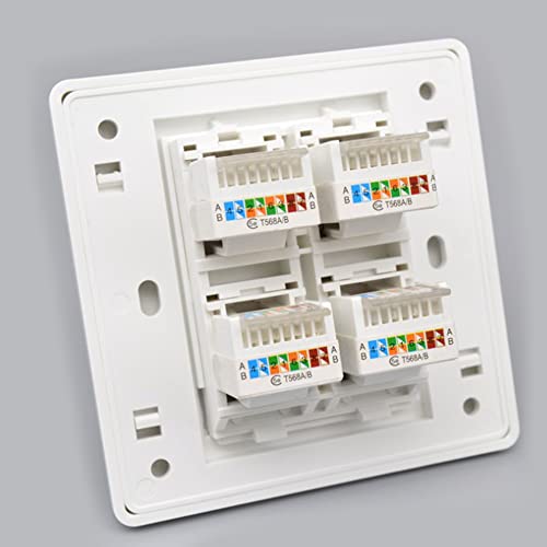 N+B CAT5E-Gigabit-Netzwerkbuchse, Ethernet-RJ45-LAN-Kabel-Frontplatte, Netzwerkanschluss, Frontplatte, Steckdosenbox für Ethernet-Kabelinstallation, Internet-Panel-Steckdose, 86 x 86 mm (4 Häfen) von N+B