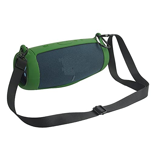 Schützend Hülle für JBL Charge 5 – tragbarer Bluetooth-Lautsprecher, Silikon-Schutzhülle mit Schultergurt und Karabiner, Reise-Tragetasche aus weichem Gel (GRÜN) von N+B