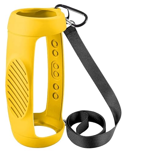 Schützend Hülle für JBL Charge 5 – tragbarer Bluetooth-Lautsprecher, Silikon-Schutzhülle mit Schultergurt und Karabiner, Reise-Tragetasche aus weichem Gel (Gelb) von N+B