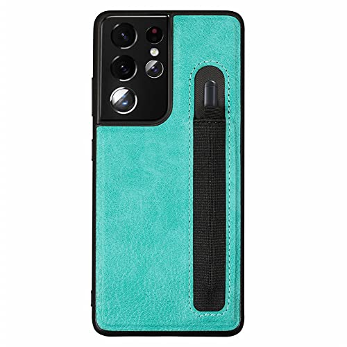 Schutzhülle aus PU-Leder kompatibel für Samsung Galaxy S21 Ultra 5G Hülle mit S Pen Stift Halter, S21 Ultra G9980 G998D G998U S-Pen Socket Slot Phone Case Hülle (Himmelblau) von N+C