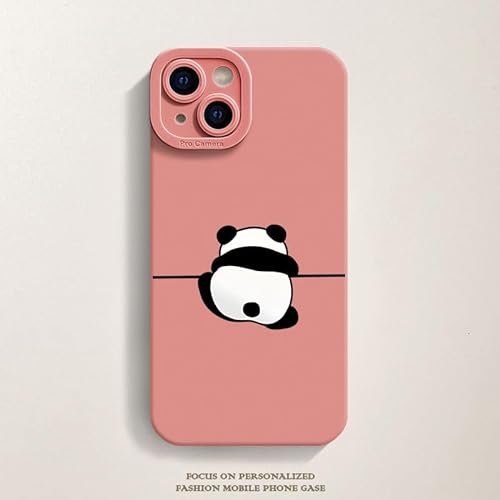 Cute Panda Wall Climbing Silikon iPhone 14 Glas-Displayschutzfolie inklusive Das neue iPhone mit der neuen iPhone-Hülle ist schön und hervorragend.(Rosa) von N\A