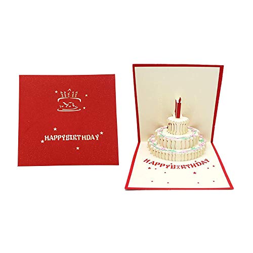 JINXM Happy Birthday Card 3D Pop Up Grußkarte mit 3 Schichten Kuchen Enthält Umschlag von N\A