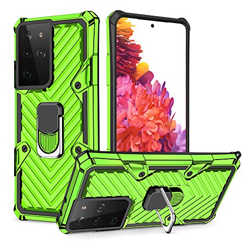 "N/A" S21 Ultra 5G Hülle, Exzellenter Grip Hard PC + TPU Dual Fallschutz Rüstung Stoßfest Cover mit Ringhalter Kompatibel mit Samsung Galaxy S21 Ultra 5G 6.8 Zoll - Grün von "N/A"