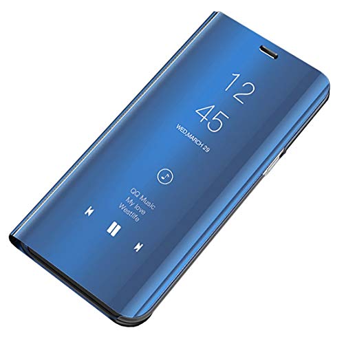 NA Kompatibel für Samsung Galaxy S6 Edge Hülle, Spiegel Make-Up Schutzhülle mit Ständer Clear View Flip Cover Slim Stand Full Body Anti-Shock-PC Case Cover Schutzhülle für Galaxy S6 Edge (Blau) von N\A