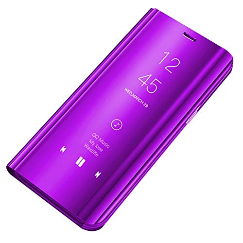 NA Kompatibel für Samsung Galaxy S8 Hülle Handyhülle,Spiegel PU Leder Flip Hülle mit Ständer Clear View Slim Stand Anti-Shock-PC Case Cover Schutzhülle für Galaxy S8 (Violett) von N\A
