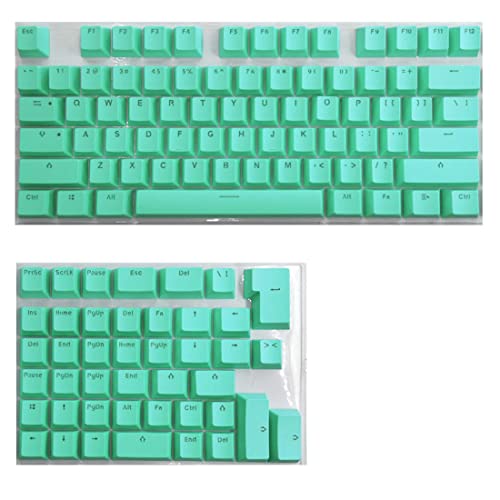 PBT-Pudding-Tastenkappen-Set, PBT-Tastenkappen für mechanische Mini-Tastatur, passend für 61/64/68/71/82/84 Layout-Tastatur mit transparenten RGB-Buchstaben (Cyan) von N//B