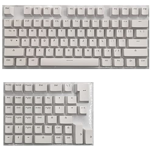 PBT-Pudding-Tastenkappen-Set, PBT-Tastenkappen für mechanische Mini-Tastatur, passend für 61/64/68/71/82/84 Layout-Tastatur mit transparenten RGB-Buchstaben (Weiß) von N//B
