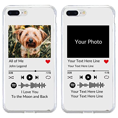 Benutzerdefinierte weiche Handyhülle für iPhone 7 Plus/8 Plus mit Spotify-Code, personalisierte Musik-Telefonhülle mit Ihrem Foto und Texten, durchsichtige TPU-Schutzhülle von N\C