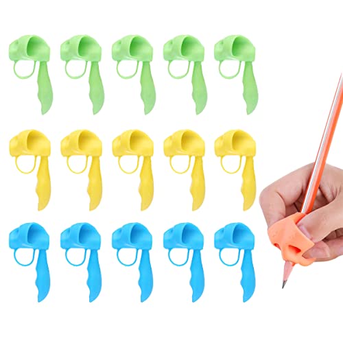 DBAILY Bleistift Griffe,15 Pcs Haltung Schreibhilfe Grip Silikonmaterial Komfortabel Ergonomisch Für Erwachsene Kind Schreiben Haltungskorrektur Werkzeug(Zufällige Farbe) von N\C