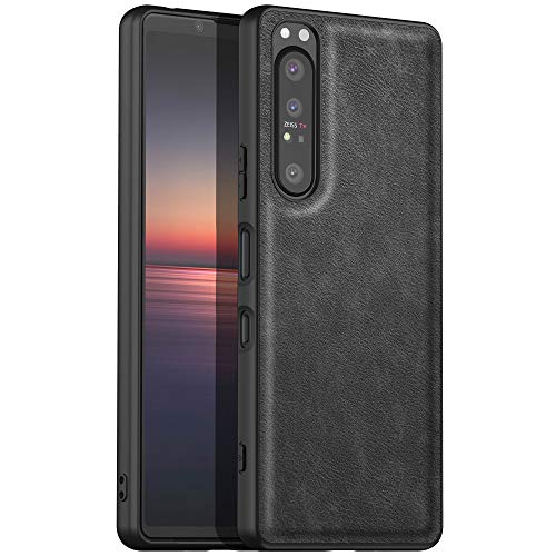 NC Amosry Kompatibel mit Sony Xperia 1 III Hülle Premium PU Leder Komplettschutz Cover für Sony Xperia 1 III (Classic Black) von N\C