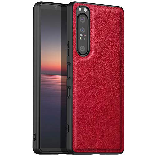 NC Amosry Kompatibel mit Sony Xperia 1 III Hülle Premium PU Leder Komplettschutz Cover für Sony Xperia 1 III (Glamor Red) von N\C