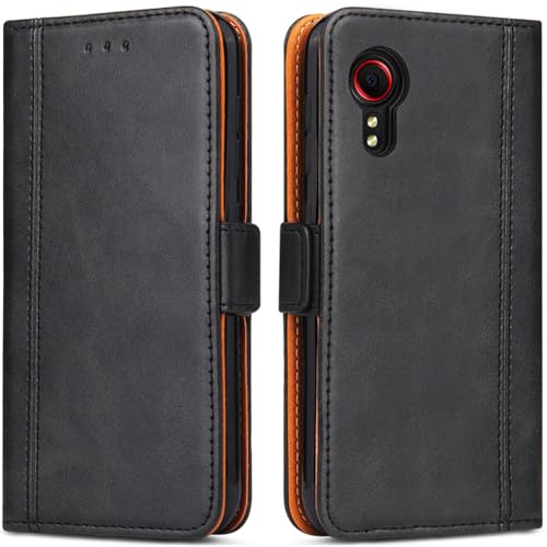 NC Galaxy Xcover 5 Hülle, Leder Tasche Handyhülle für Samsung Galaxy Xcover 5 Schutzhülle Flip Wallet mit Ständer und Kartenfächer/Magnetverschluss (Schwarz) von N\C