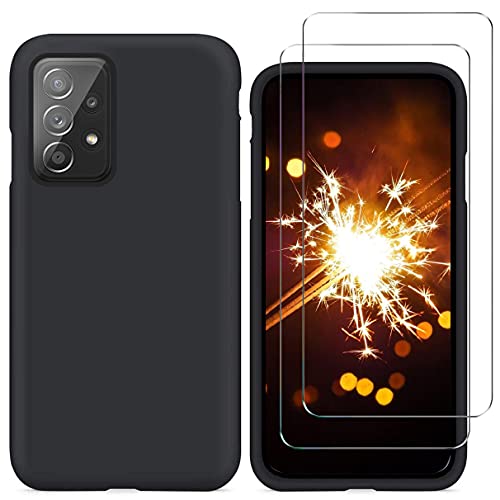 NC YiKaDa - Hülle Kompatibel mit Samsung Galaxy A52 4G / 5G + [2 Stück] Panzerglas Schutzfolie, Ultradünnes Weiches TPU Silikon Schutzhülle - Negro von N\C