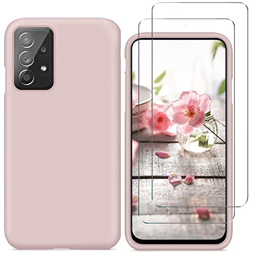 NC YiKaDa - Hülle Kompatibel mit Samsung Galaxy A72 4G / 5G + [2 Stück] Panzerglas Schutzfolie, Ultradünnes Weiches TPU Silikon Schutzhülle - Rosa von N\C