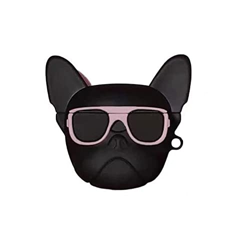 Coole Silikon-Schutzhülle mit Bulldogge, Welpe, Cartoon-Tiere, kompatibel mit Airpods2 und Airpod-Kopfhörern, lustige Hülle mit Hunde-Schlüsselbund für Jungen und Mädchen, Teenager von N/W
