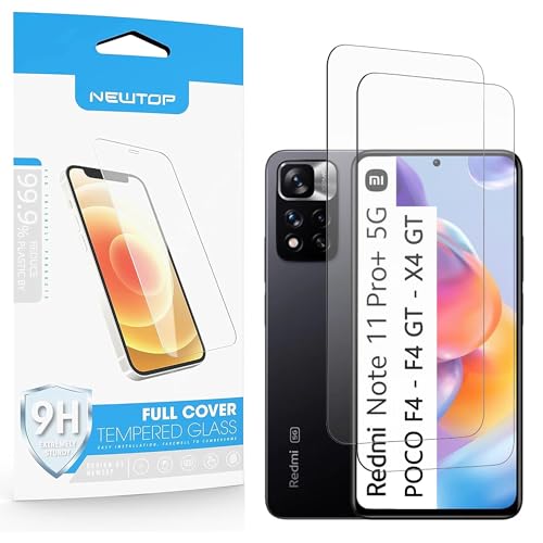 N NEWTOP 2 Stück Displayschutzfolie kompatibel mit Redmi 11 Pro (+) Plus 5G - POCO F4 - F4 GT - X4 GT, GLASS FILM 0,3 mm gehärtetes Glas Displayschutzfolie Anti-Schock Kratzschutz Film von N NEWTOP