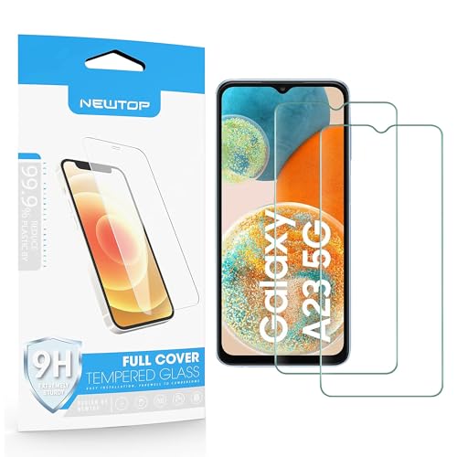 N NEWTOP 2 Stück Displayschutzfolie kompatibel mit Samsung Galaxy A23 5G, GLASS FILM 0,3 mm 9H gehärtetes Glas Displayschutzfolie stoßfest kratzfest Displayschutz Außenfolie Monitor von N NEWTOP