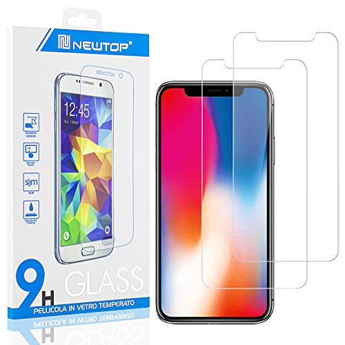 N NEWTOP [2 Stück] Universal-Displayschutzfolie für Smartphone, 5,0 Zoll, 66 x 136 mm, fein 0,3 mm, Härtegrad 9H aus gehärtetem Glas, Schutz gegen Kratzer von N NEWTOP