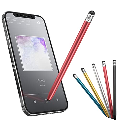 N NEWTOP Kapazitiver Stift GD10 Universal-Eingabestift aus Gummi, nur Touchscreen, Doppelspitze, kleine und große Spitze, verschiedene Farben für Monitore, Display, Tablet, Smartphone, Handy (rot) von N NEWTOP