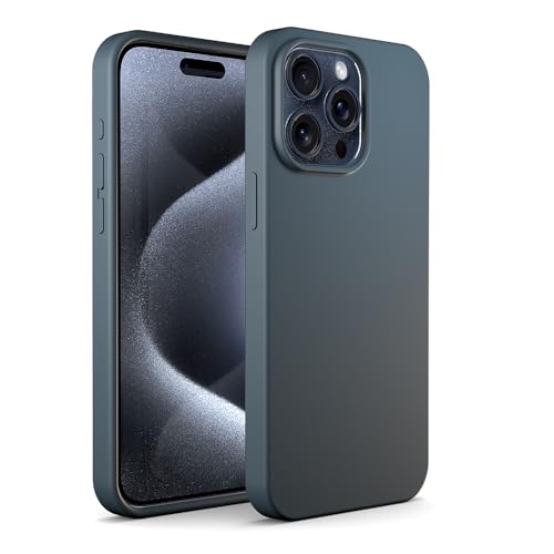 N NEWTOP ORI CASE Schutzhülle kompatibel mit iPhone 15 Pro Max, TPU Silikon, halbharte Farben, Innenfutter aus Mikrofaser, weich, stoßfest, glatte Haptik, seidig (blau) von N NEWTOP