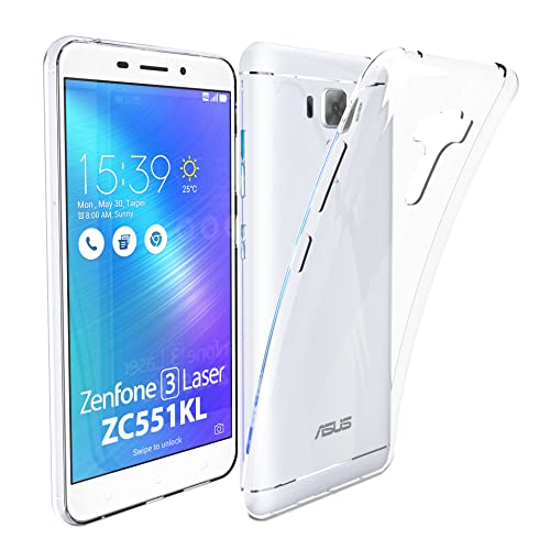 N NEWTOP Schutzhülle kompatibel mit ASUS ZENFONE 3 LASER (5,5 Zoll) ZC551KL, weiches TPU-Gel-Silikon-Gel, kratzfest, transparent, dünn, flexibel, rückseitige Schutzhülle von N NEWTOP