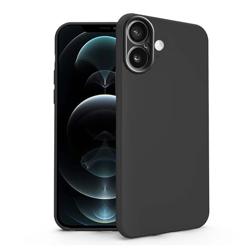 N NEWTOP Schutzhülle kompatibel mit Apple iPhone 16, Schutzhülle aus weichem TPU-Silikon, ultradünn, flexibel, Rückseitenschutz, Schutz für Kamera, stoßfest, farbige Schale (schwarz) von N NEWTOP