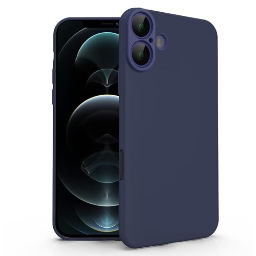 N NEWTOP Schutzhülle kompatibel mit Apple iPhone 16 Plus, TPU-Gel, weiches Silikongel, ultradünn, flexibel, Rückseitenschutz, Kameraschutz, stoßfest, farbige Schale (Blau) von N NEWTOP