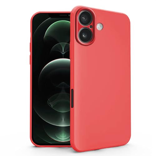 N NEWTOP Schutzhülle kompatibel mit Apple iPhone 16 Plus, TPU-Gel, weiches Silikongel, ultradünn, flexibel, Rückseitenschutz, Kameraschutz, stoßfest, farbige Schale (Rot) von N NEWTOP