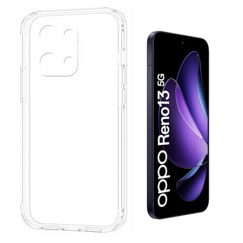N NEWTOP Schutzhülle kompatibel mit OPPO RENO 13, weiches TPU-Silikon, kratzfest, transparent, schmal, flexibel, Rückseite aus Glas (nur Cover) von N NEWTOP