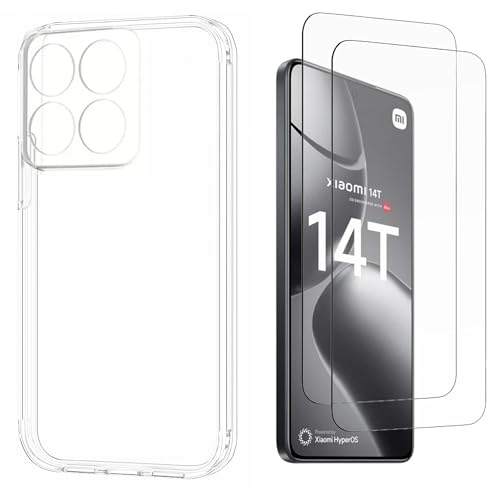 N NEWTOP Schutzhülle kompatibel mit Xiaomi 14T, weiches TPU-Silikon, kratzfest, transparent, dünn, flexibel, Rückseitenschutz (Cover + 2 Folie) von N NEWTOP