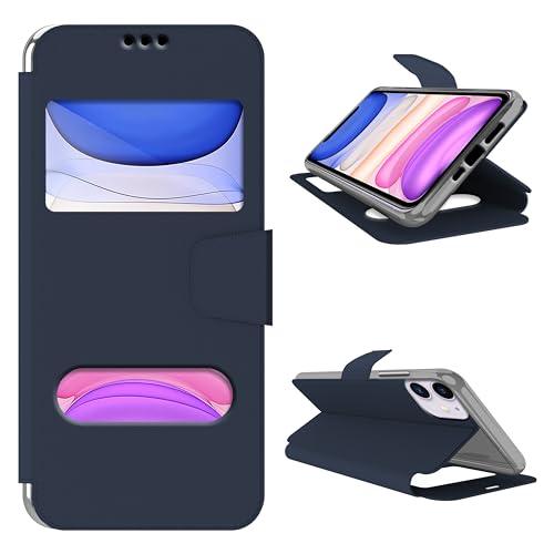 N NEWTOP Schutzhülle kompatibel mit iPhone 11, HQ Windows, Benachrichtigungen, Display, Antwortfenster, Buchhülle, magnetisch, Kunstleder, Standschutz, Fenster zum Anzeigen von Benachrichtigungen N NEWTOP Schutzhülle kompatibel mit iPhone 11, HQ Windows, Benachrichtigungen, Display, Antwortfenster, Buchhülle, magnetisch, Kunstleder, Standschutz, Fenster zum Anzeigen von Benachrichtigungen von N NEWTOP
