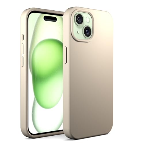 N NEWTOP Schutzhülle kompatibel mit iPhone 15 Plus, ORI Case TPU Silikon halbstarr Farben Innenfutter Mikrofaser weich Schutz Anti-Schock seidig glatt Schale (Beige) von N NEWTOP