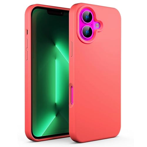 N NEWTOP Schutzhülle kompatibel mit iPhone 16 Plus, ORI CASE TPU Silikon halbstarr Farben Innenfutter Mikrofaser weich Schutz Anti-Schock glatte Hülle langlebig (Orange) von N NEWTOP