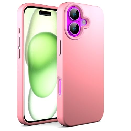 N NEWTOP Schutzhülle kompatibel mit iPhone 16 Plus, ORI CASE TPU Silikon halbstarr Farben Innenfutter Mikrofaser weich Schutz Anti-Schock glatte Hülle langlebig (Rosa) von N NEWTOP