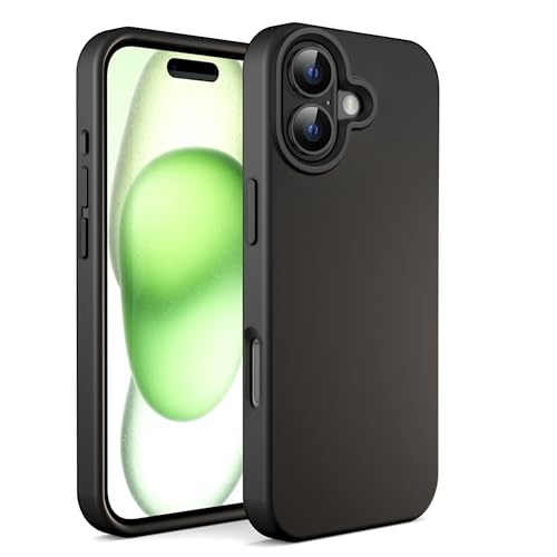 N NEWTOP Schutzhülle kompatibel mit iPhone 16 Plus, ORI CASE TPU Silikon halbstarr Farben Innenfutter Mikrofaser weich Schutz Anti-Schock glatte Schale langlebig (Schwarz) von N NEWTOP