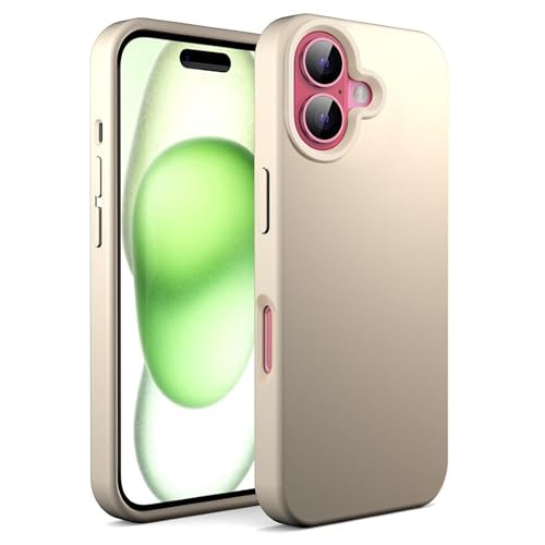 N NEWTOP Schutzhülle kompatibel mit iPhone 16 Plus, ORI CASE TPU Silikon halbstarr Farben Innenfutter Mikrofaser weich Schutz Anti-Schock glatte Schutzhülle strapazierfähig (Beige) von N NEWTOP