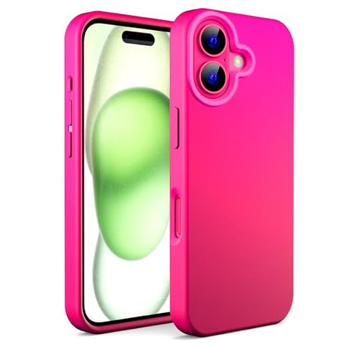 N NEWTOP Schutzhülle kompatibel mit iPhone 16 Plus, ORI CASE TPU Silikon halbstarr Farben Innenfutter Mikrofaser weich Schutz Anti-Schock glatte strapazierfähige Schale (Fuchsia) von N NEWTOP