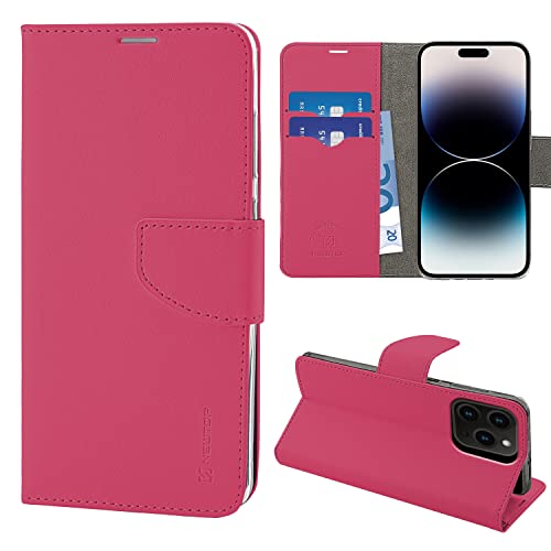 N NEWTOP Schutzhülle kompatibel mit iPhone 16 Pro Max, HQ seitliche Schutzhülle mit Magnetverschluss, Brieftasche, Kunstleder, Standfunktion, kompletter Schutz, TPU, stoßfest, Basisschale (Fuchsia) N NEWTOP Schutzhülle kompatibel mit iPhone 16 Pro Max, HQ seitliche Schutzhülle mit Magnetverschluss, Brieftasche, Kunstleder, Standfunktion, kompletter Schutz, TPU, stoßfest, Basisschale (Fuchsia) von N NEWTOP