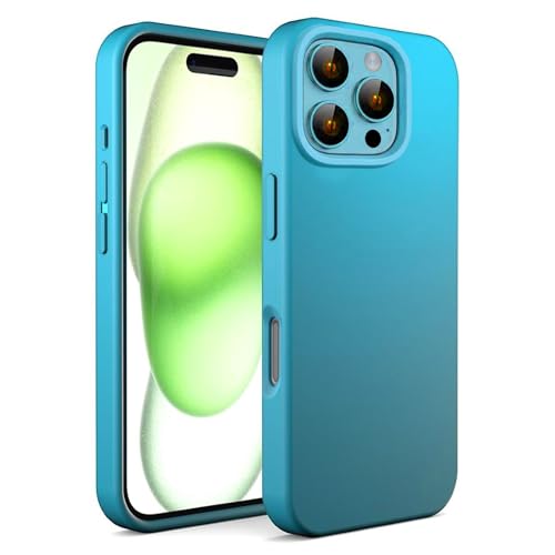 N NEWTOP Schutzhülle kompatibel mit iPhone 16 Pro Max, ORI Case TPU Silikon halbstarr Farben Innenfutter Mikrofaser weich Schutz Anti-Schock glatte strapazierfähige Schale (Hellblau) von N NEWTOP